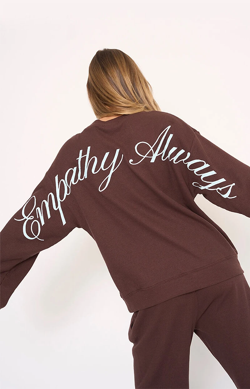 THE MAYFAIR GROUP Empathy Always Waffle Knit Crew Neck Sweatshirt