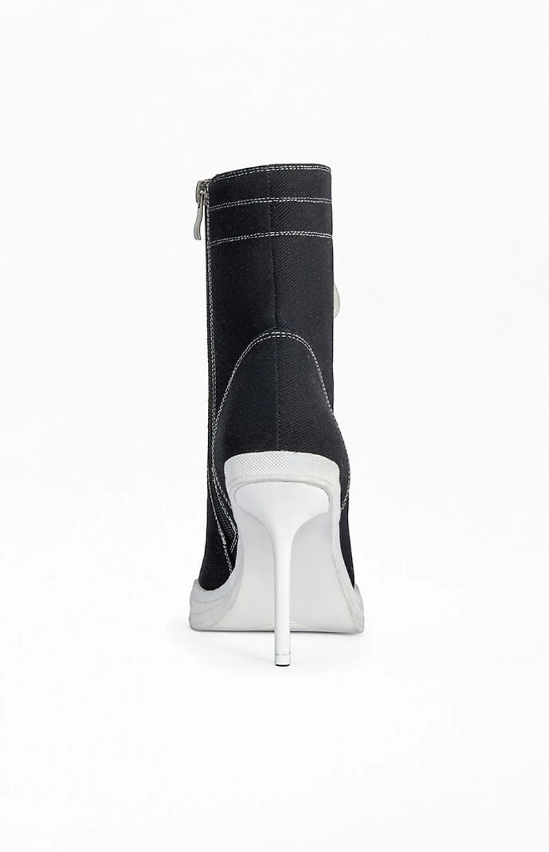 AZALEA WANG Women's Cosima Black Sporty Stiletto Booties