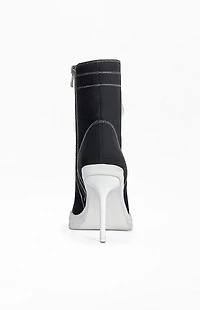 AZALEA WANG Women's Cosima Black Sporty Stiletto Booties