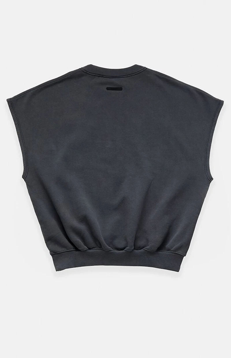 Fear of God ESSENTIALS Iron Gray Relaxed Fleece Cutoff Sweatshirt