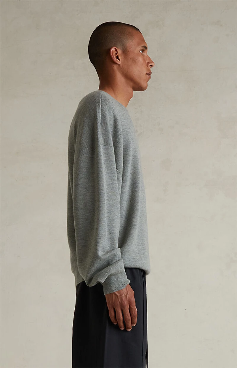 Fear of God ESSENTIALS Concrete Heather Merino Wool Crew Neck Sweater