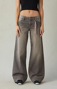 Pacsun Casey Low Rise Baggy Jeans Bungee Cord Keychain Gray