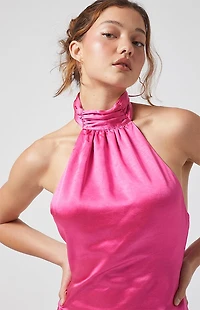 Beverly and Beck Satin Halter Mini Dress