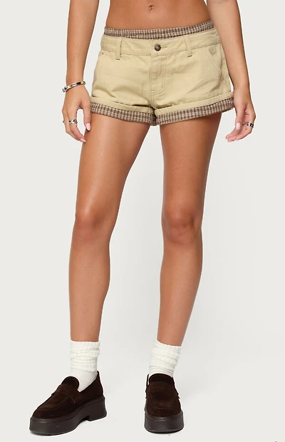 Edikted Peekaboo Plaid Boxer Shorts