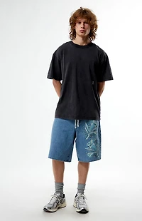 The Met x Pacsun Moon Flask Lily Baggy Denim Shorts