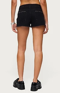 Edikted Ashten Studded Denim Shorts