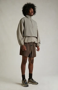 Fear of God ESSENTIALS Dust Heather Grey Nylon Fleece Mock Neck Sweatshirt