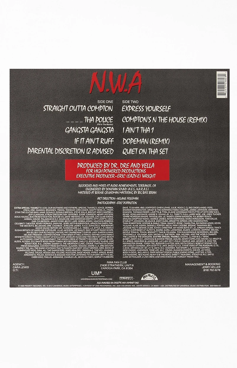 N.W.A. Straight Outta Compton Vinyl Record