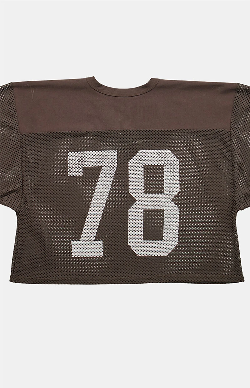 PS VINTAGE 90s 78 Mesh Russell V-neck Cropped Graphic Top