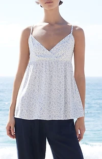 John Galt White & Blue Floral Edith Tank Top