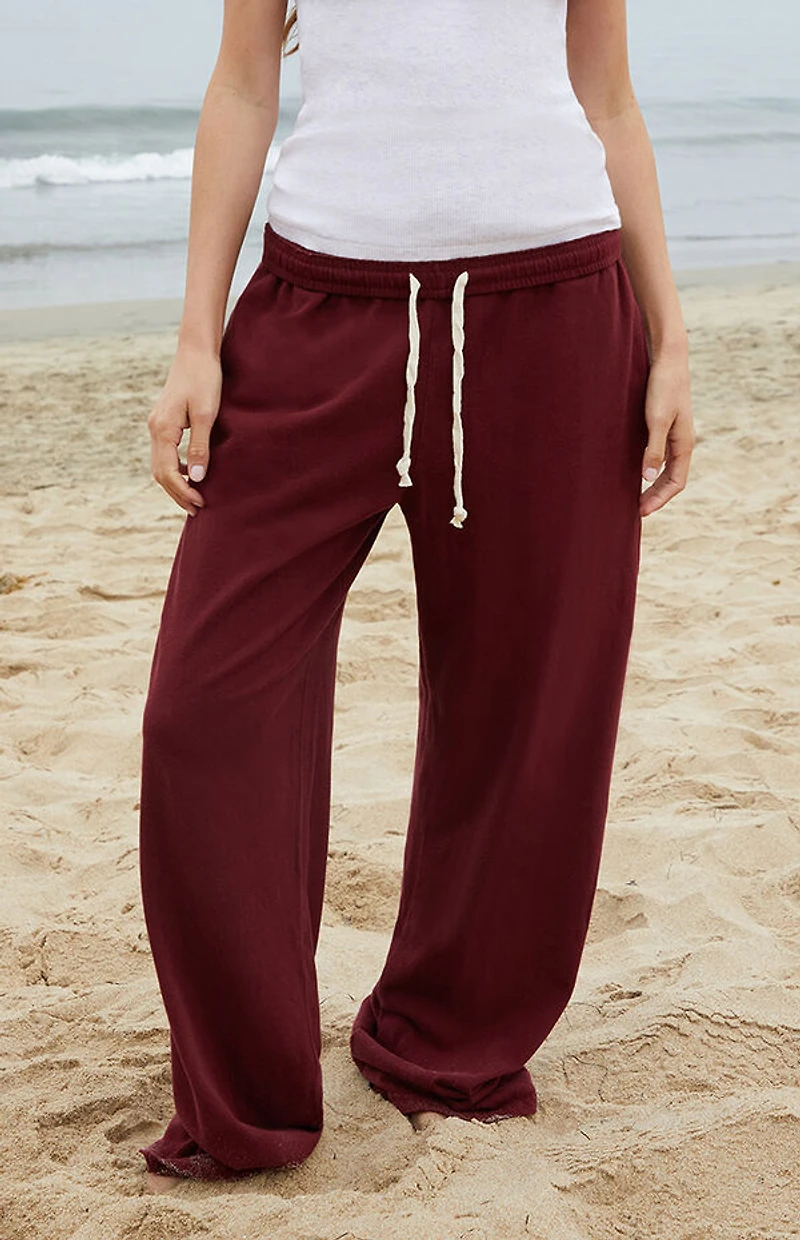 John Galt Burgundy Anastasia Tie Baggy Sweatpants