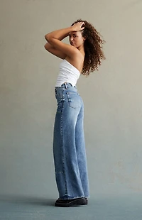 RARE DNM EDIT Dark Indigo Rhinestone High Waisted Baggy Jeans