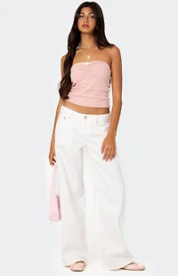 Edikted Kacey Strapless Waffle Tube Top