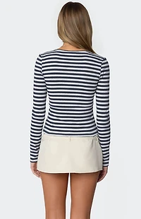 Edikted Buttoned Up Layered Striped Top