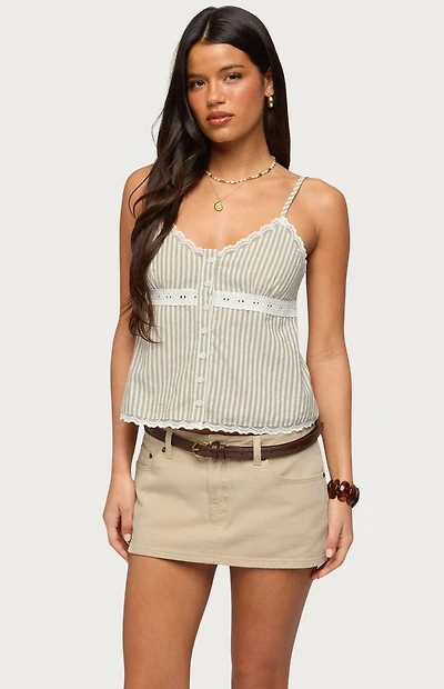 Edikted Elodie Lacey Striped Tank Top