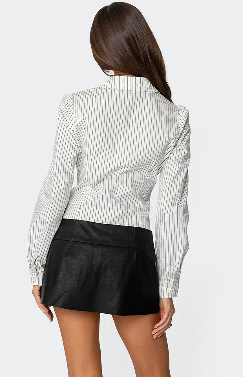 Edikted Tailored Pinstripe Button Up Shirt