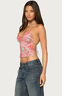 Edikted Cheri Bead & Sequin Backless Top