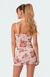 Edikted Portofino Printed Sheer Lace Tank Top