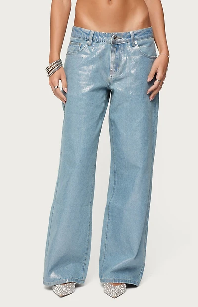 Edikted Jenney Shiny Low Rise Jeans