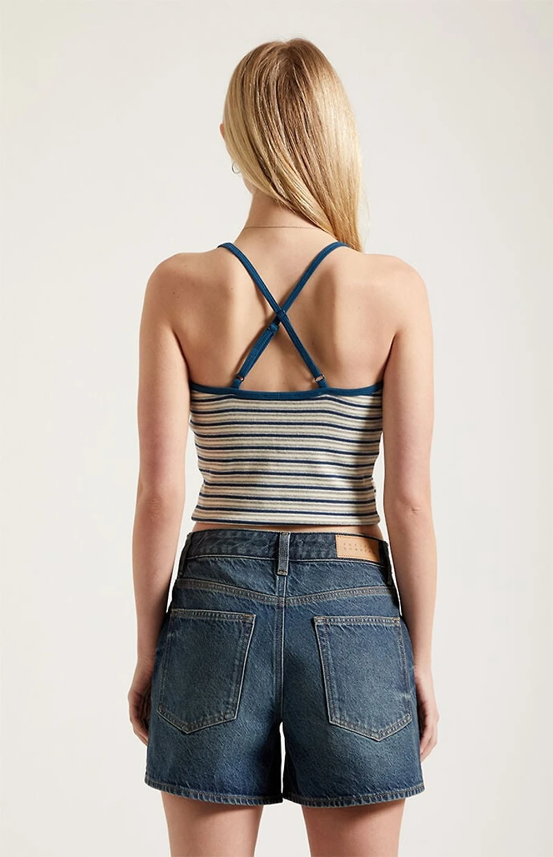 Pacsun Sophie Denim Mom Shorts Dark Blue