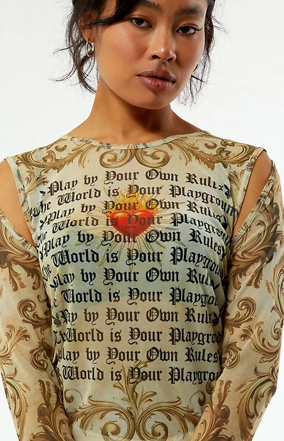 Playboy By PacSun Mesh Long Sleeve Top