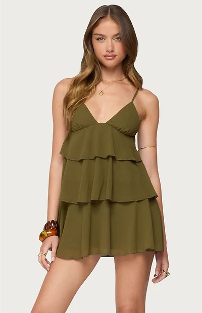 Edikted Gwynne Chiffon Ruffled Mini Dress