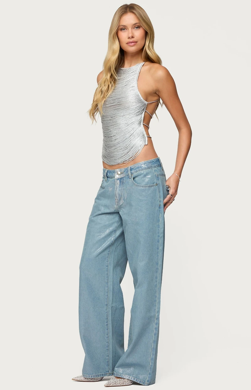 Edikted Jenney Shiny Low Rise Jeans