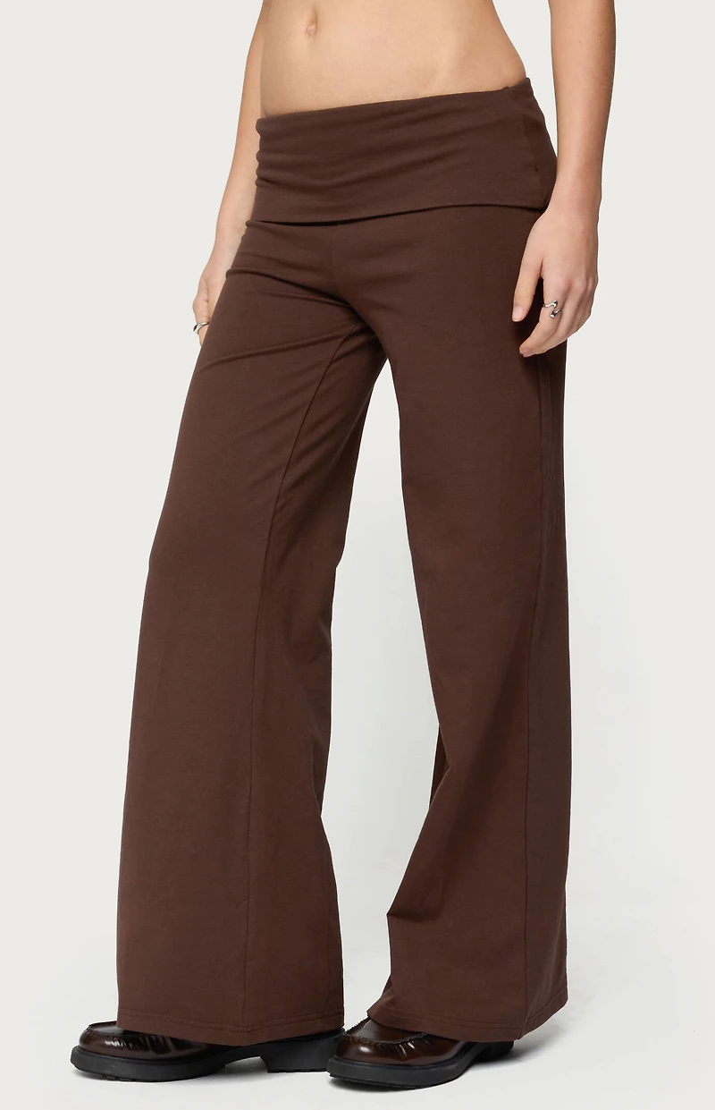 Edikted Petite Wide Leg Fold Over Pants