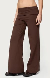 Edikted Petite Wide Leg Fold Over Pants