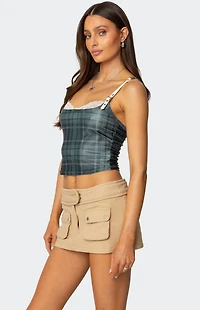 Edikted Plaid Lacey Peekaboo Top