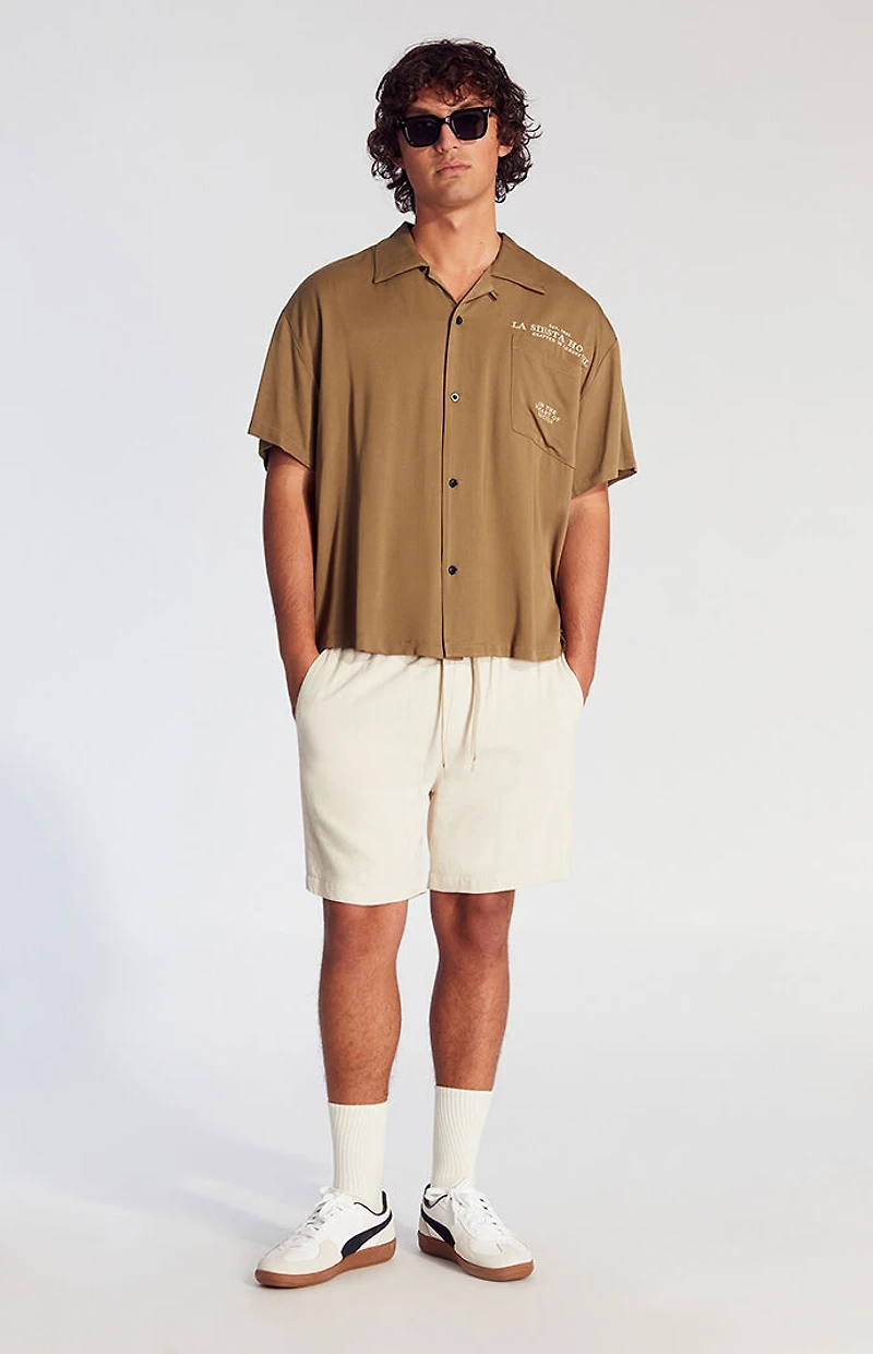 Pacsun Cream Russel Linen Volley Shorts