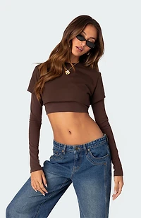 Edikted Vick Layered Cropped T-Shirt