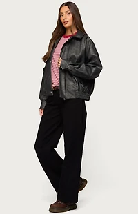 Edikted Mori Oversized Faux Leather Jacket