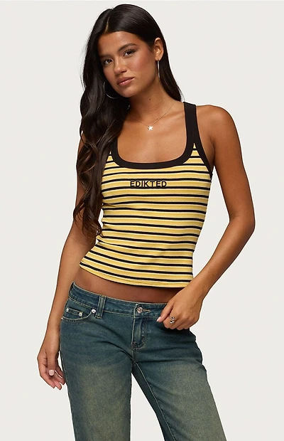 Edikted Energy Striped Ribbed Tank Top