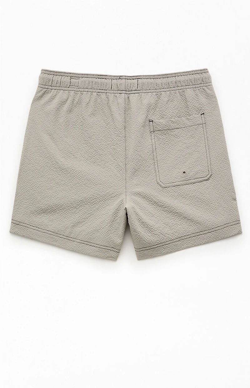 Pacsun Gray Solid Seersucker 4.5" Swim Trunks