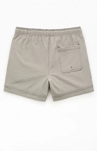 Pacsun Gray Solid Seersucker 4.5" Swim Trunks