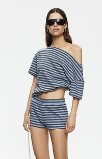 LIONESS Wildlands Grey & Blue One Shoulder Top