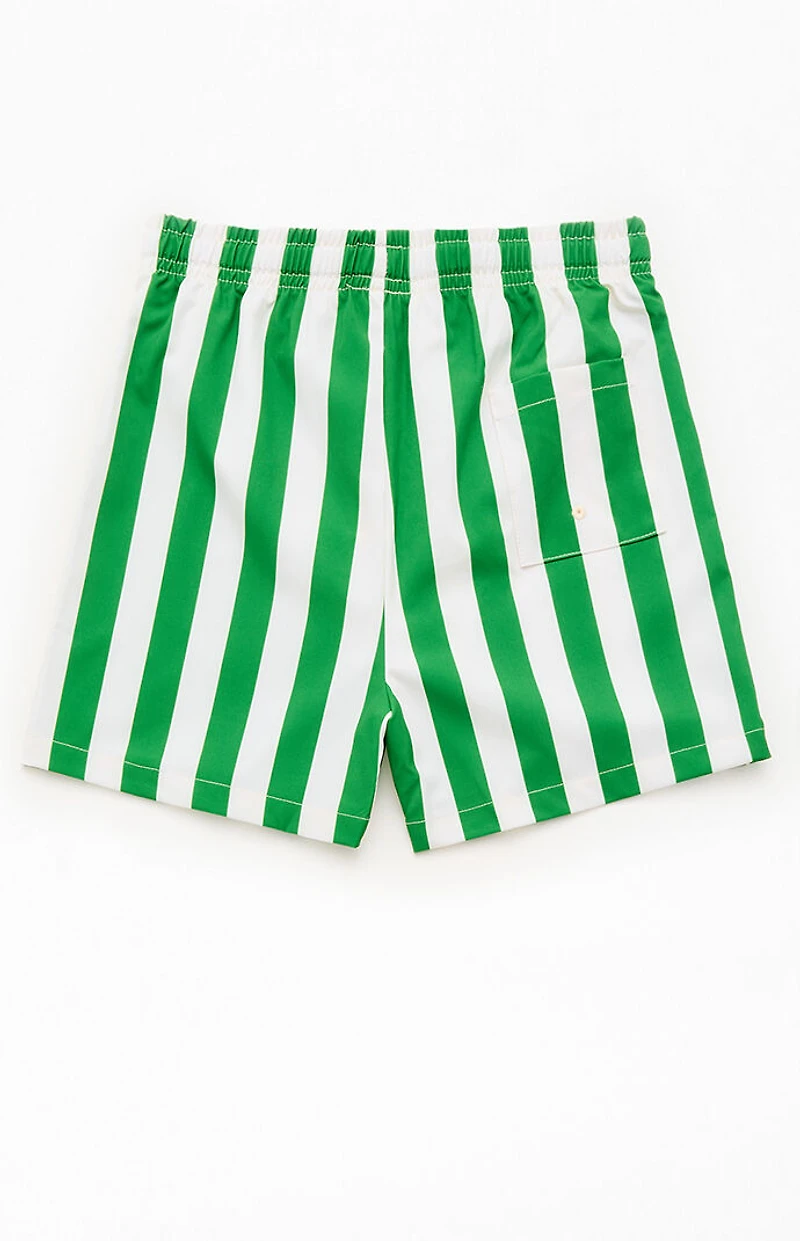 Duvin Design Kids Green Stripe Traveler 3.5" Swim Trunks