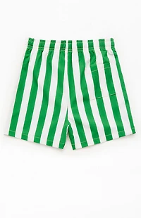 Duvin Design Kids Green Stripe Traveler 3.5" Swim Trunks