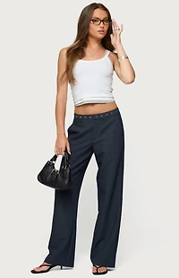 Edikted Ayve Eyelet Waist Straight Leg Pants