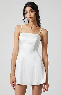 Beverly and Beck Satin Square Neck Mini Dress