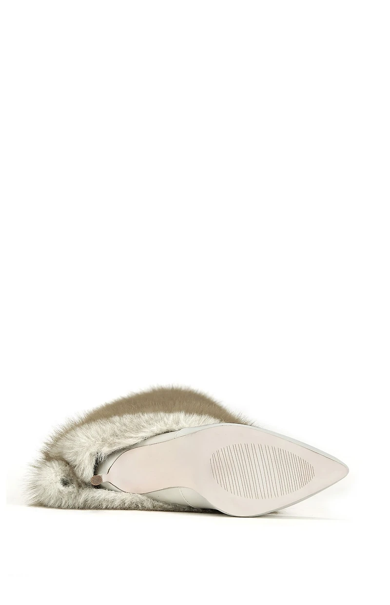 AZALEA WANG Langann Bone Faux Fur Stiletto Boots