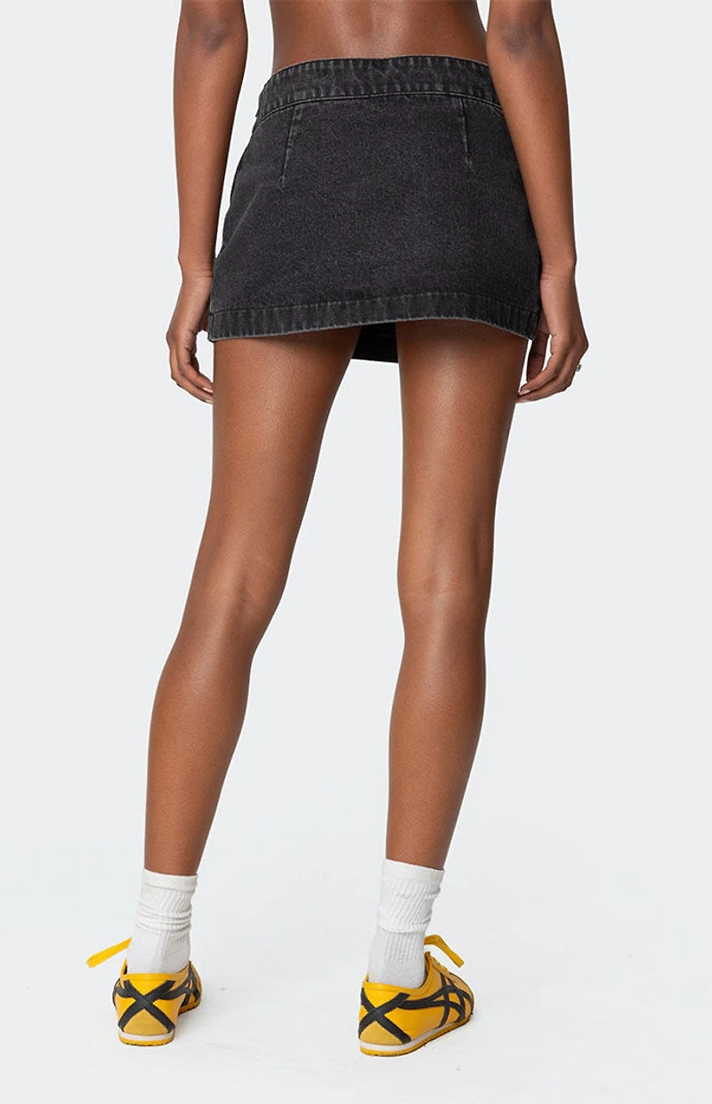 Edikted Asymmetric Denim Wrap Skort