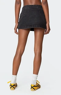 Edikted Asymmetric Denim Wrap Skort