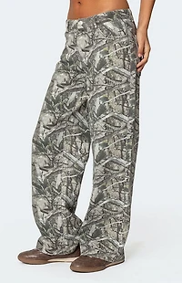 Edikted Camo & Bow Low Rise Jeans
