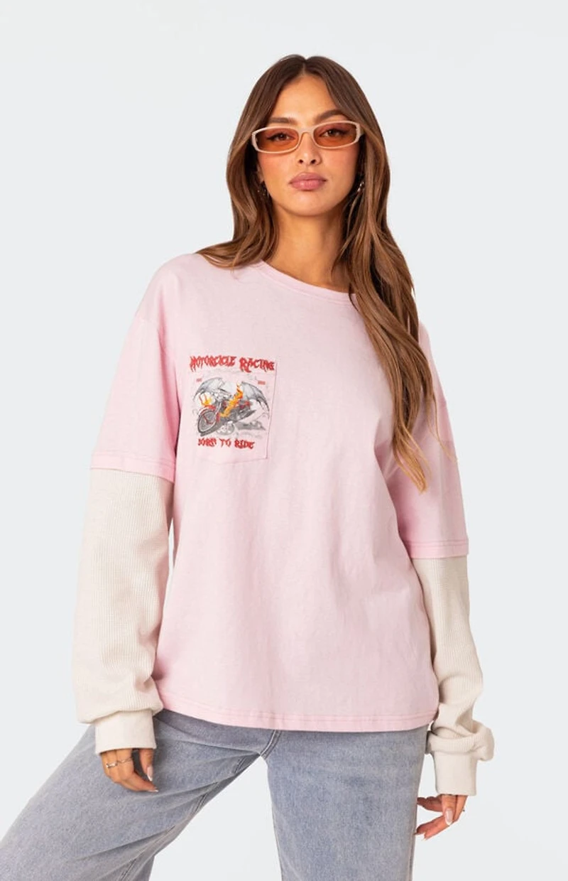 Edikted Racing Oversized Layered T-Shirt