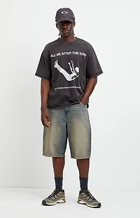 Pacsun Austin Extreme Baggy Jean Shorts Dark Blue Tint