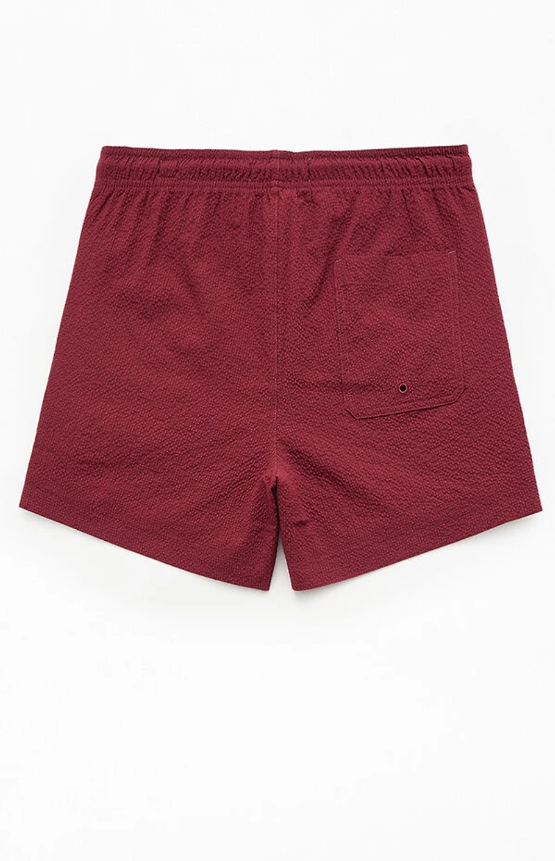 Pacsun Maroon Seersucker 4.5" Swim Trunks