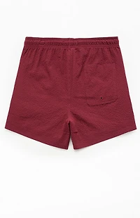 Pacsun Maroon Seersucker 4.5" Swim Trunks