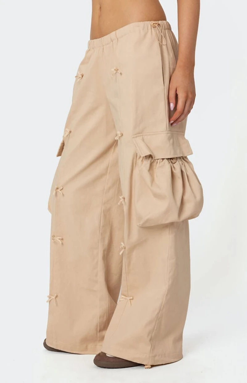 Edikted Bow Trim Cargo Parachute Pants